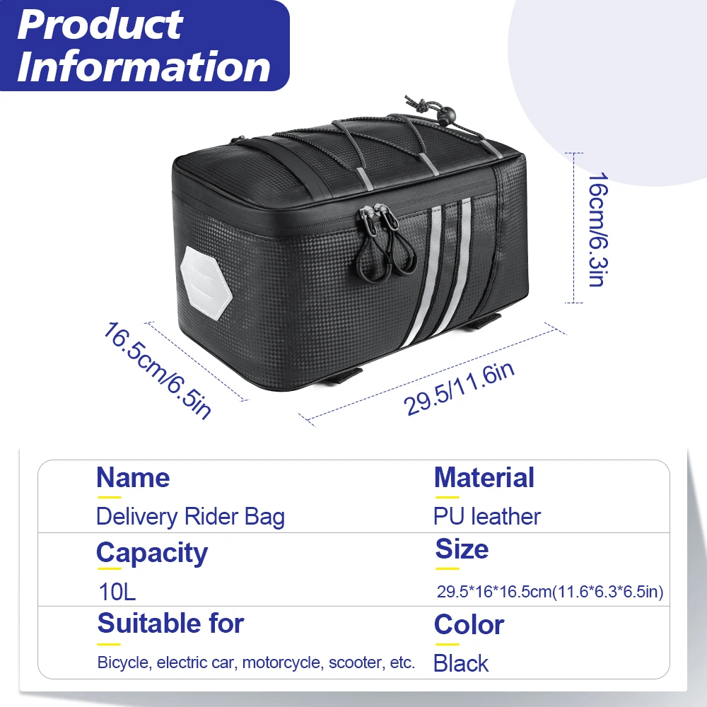 NEWBOLER Fahrrad-Gepäckträgertasche 10L Fahrrad-Hecktasche Wasserabweisende Fahrrad-Gepäckträgertasche Fahrrad-Rücksitztasche Radfahren Bikepacking – Detail 2