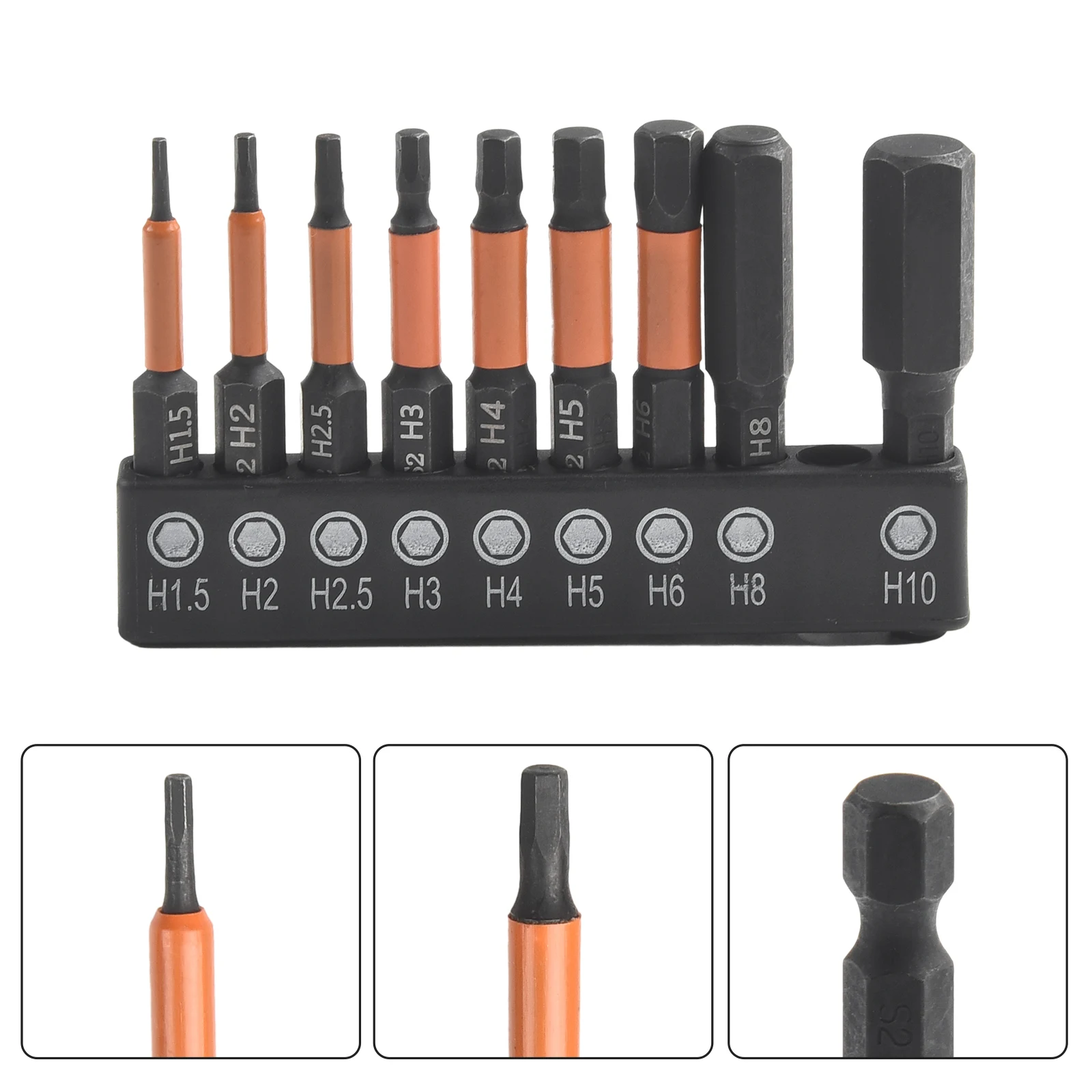 

9pcs Hexagon Screwdriver Bit Set Quick Change Impact Driver Power Drill Length 50mm Hex Shank Screw Driver Bits H1.5-H10