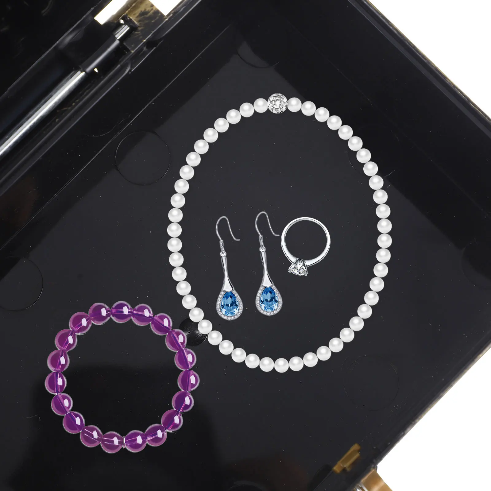 

Plastic Vintage Treasure Box Compact Jewelry Storage Case Lid Lock Retro Trinket Box Plastic Candy Case Photo Prop