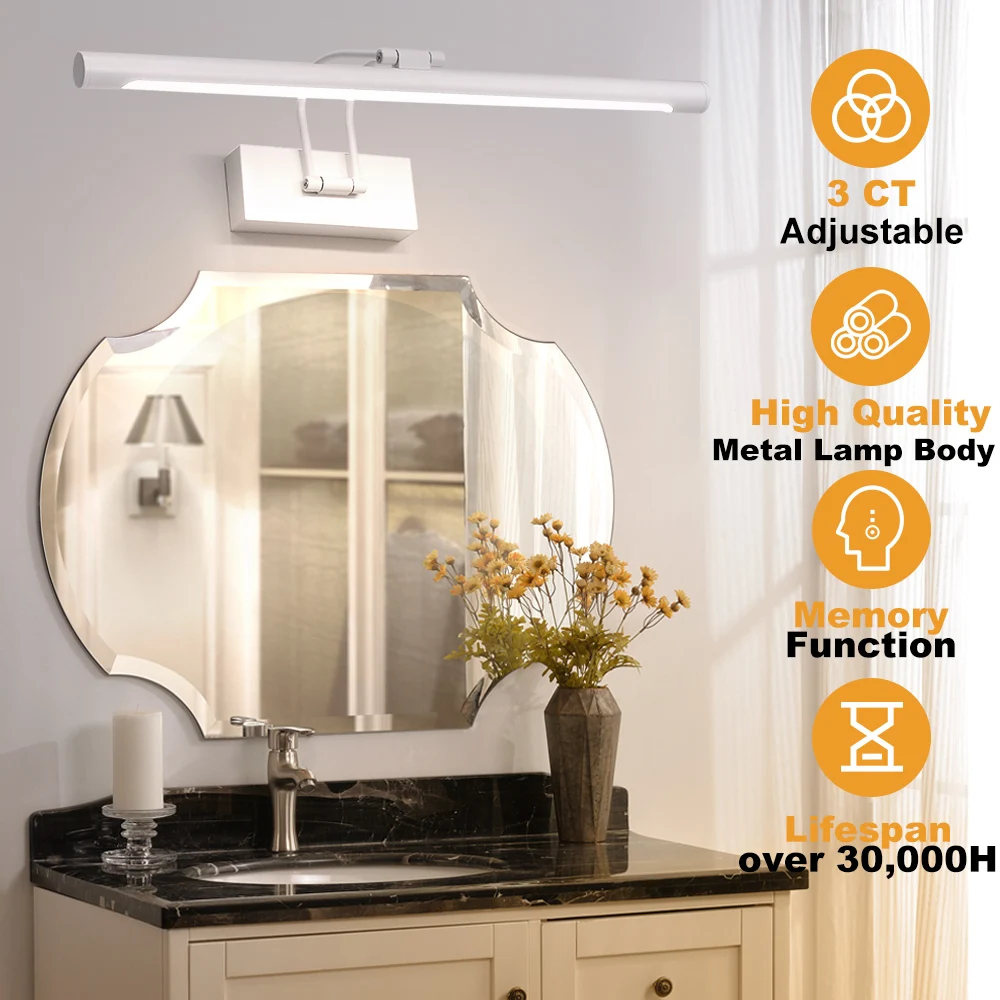 Modern LED Mirror Light Three Colors Lights Aluminum Led Bathroom Bath Mirror Line Lamp Make Up Light Bathroom Mirror Wall Lamps