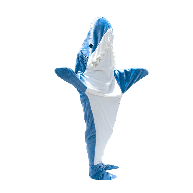 Cute Cartoon Shark Sleeping Bag Pajamas Office Nap Shark Blanket Karakal High Quality Fabric Mermaid Shawl Blanket For Kid Adult