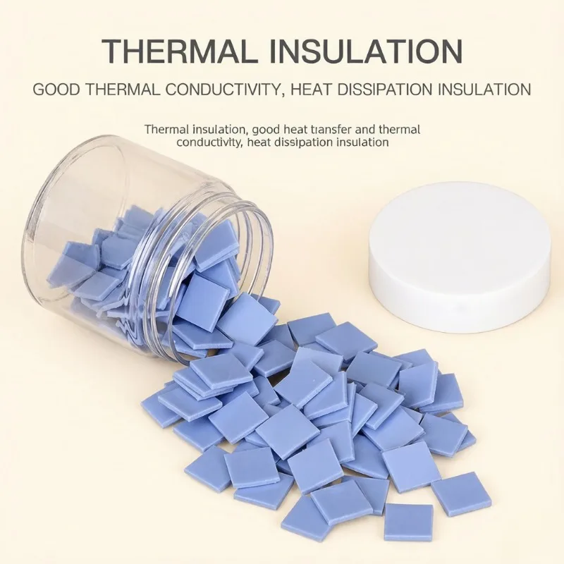100pcs 12*12*1.5mm Heat Conducting Pre-Cut Thermal Silicone Pads For Phone Motherboard CPU Repair Tool