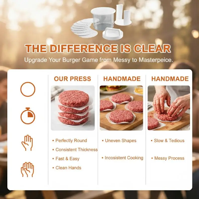 Burger Patty Maker Multi Layer Non Stick Food Grade Press Mold with Storage Container for Camping Outdoor Cooking Use