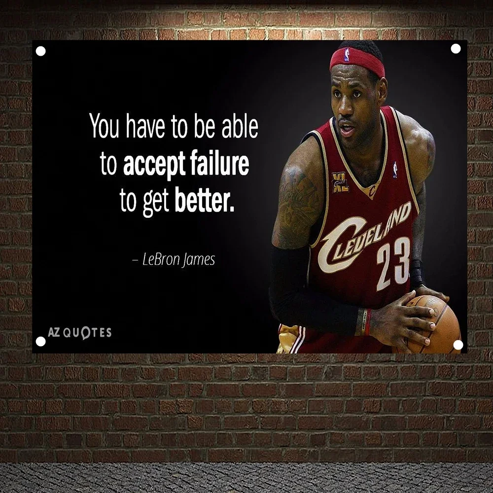 You have to be able to accept failure to get better, Exercise Fitness Banners Flags basketball star Sports Gym Wall Decoration