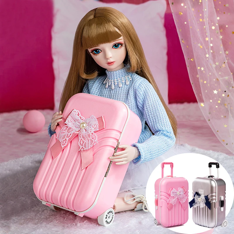 

Bjd Doll's Suitcase Fashion Plastic Trolley Case Draw-Bar Frame Travel Case For 45-60CM 1/3 Doll Accessories Kids Toys for Girls