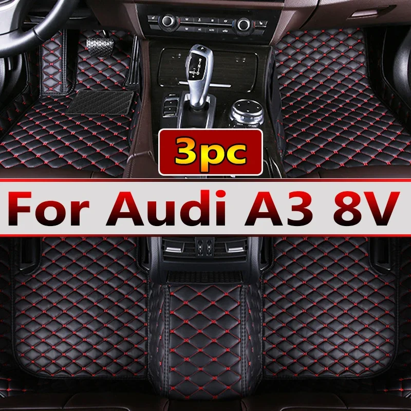 Auto Fußmatten Für Audi A3 8V Sportback 2013 ~ 2019 Wasserdichte Teppich Anti Schmutz Pad Luxus Leder Matte volles Set Auto Zubehör 2014