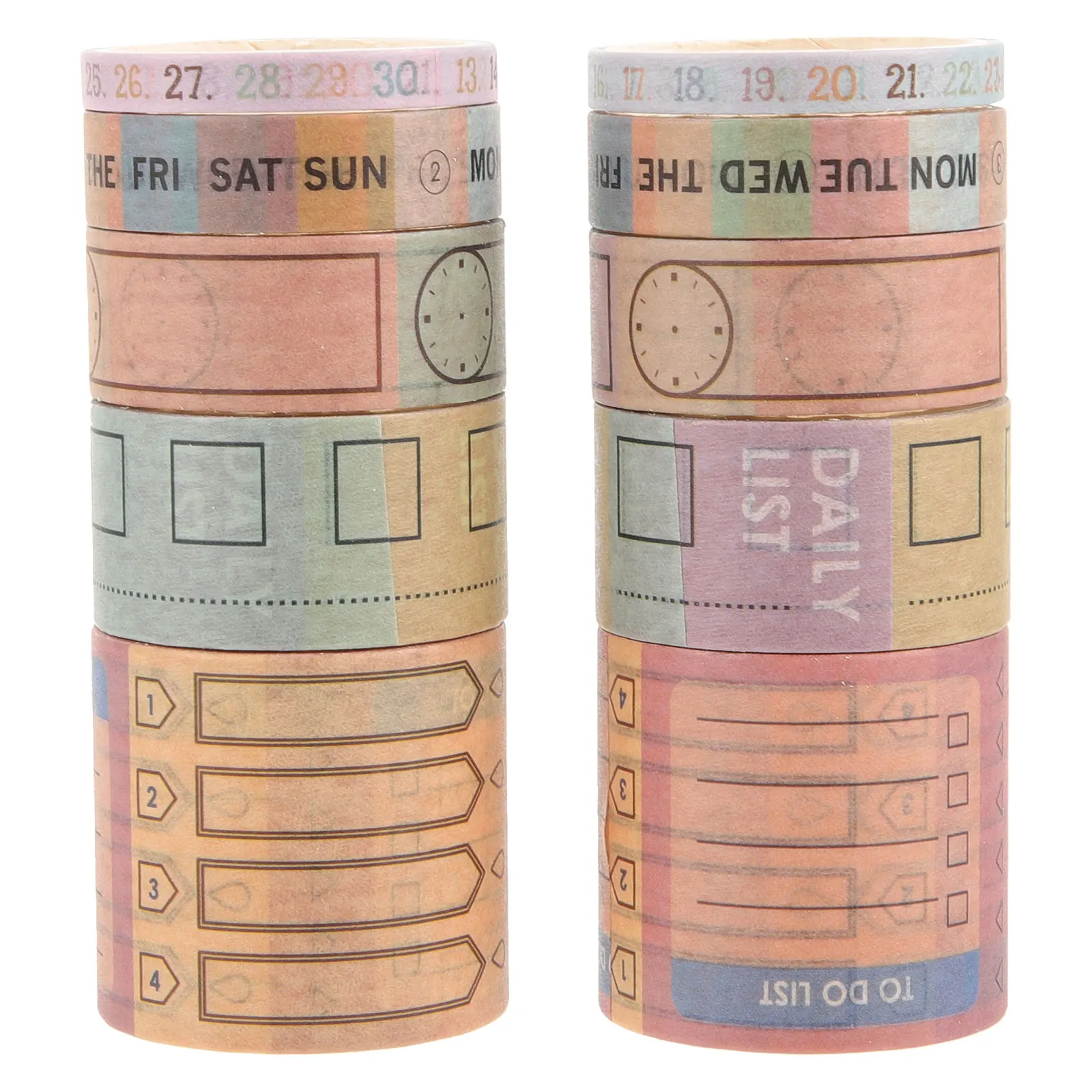 

2pcs 10 Rolls Washi Tape Set Bright Color Unique Calendar Design DIY Planner Crafts Date Paper Tapes Monthly Plan Kids Creative