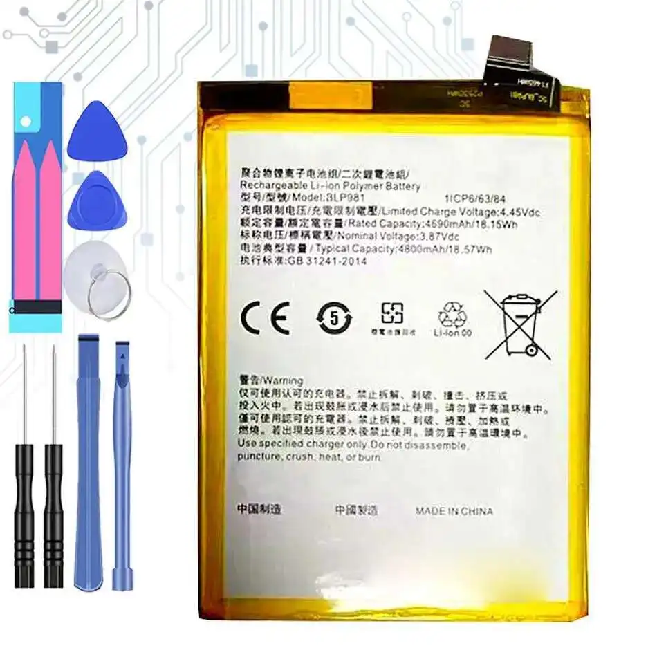 

Lightweight Premium Replacement 4800Mah BLP981 For Oppo Reno 8T 5G A1 Pro Mobile Phone Battery