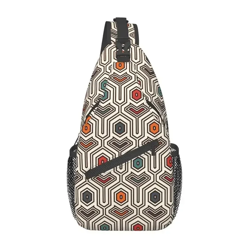 Ankara Geometric Pattern Sling Bags Men Cool African Ethnic Tribal Art Shoulder Chest Crossbody Backpack Cycling Camping Daypack