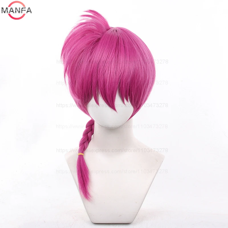 High Quality New Anime Ranma 1/2 Ranma Cosplay Wig Ranma Black Rose Red Braided Halloween Party Role Play Wigs + Wig Cap