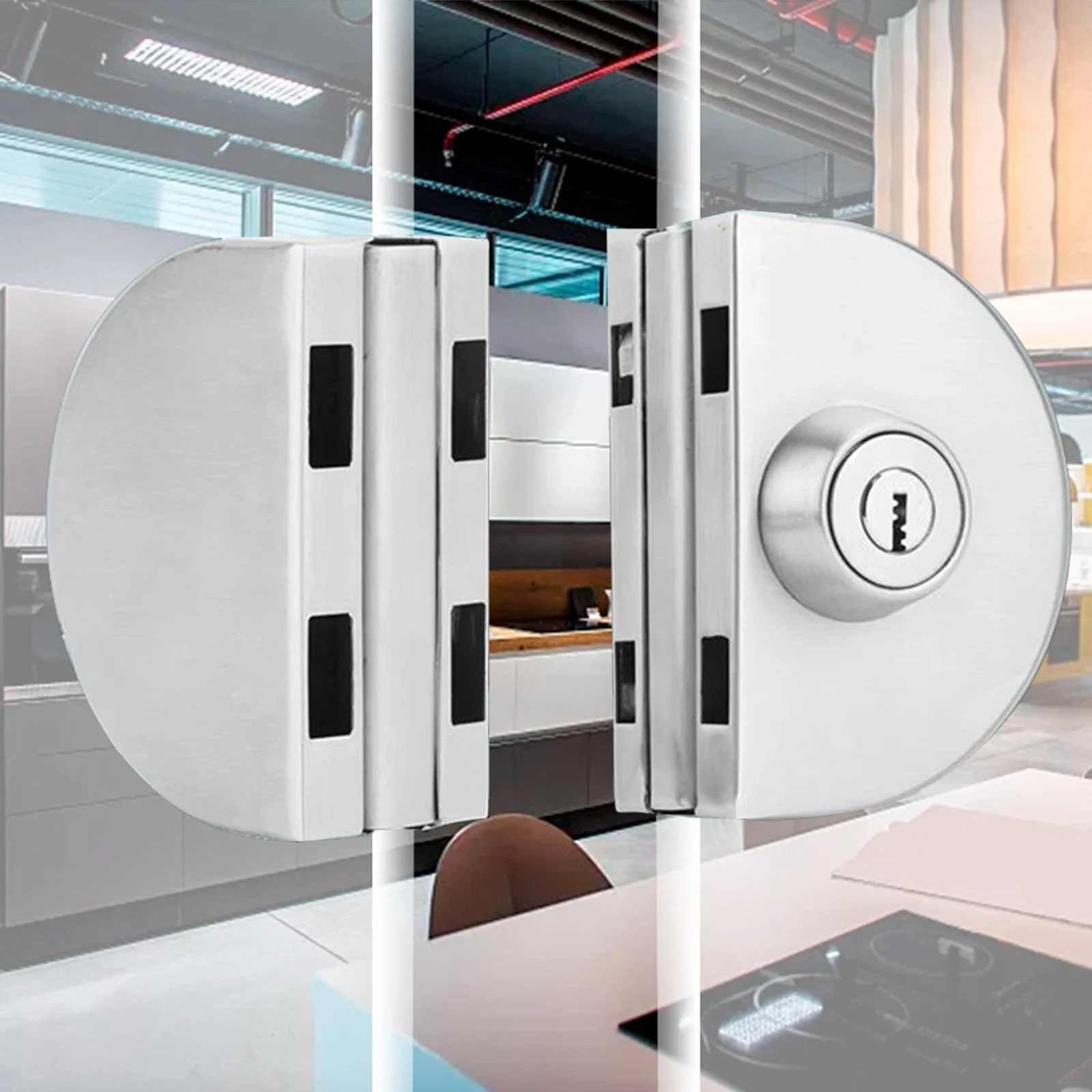 

Sliding Glass Door Lock Stainless Steel Double Bolt With Keyed Exterior Lock And Knob Interior Lock For Frameless Doors 8 12mm