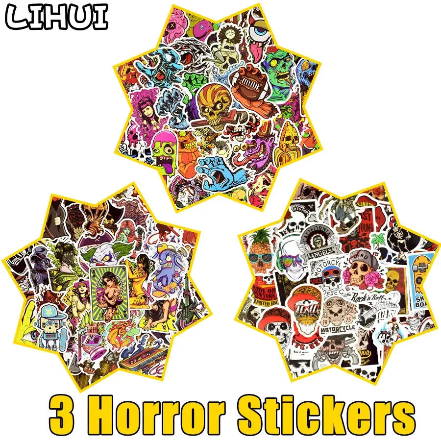 

100 PCS Weird Stickers Graffiti Terror Dark Skull Skeleton Rock Punk Sexy Sticker to DIY Skateboard Laptop Motorcycle Helmet Car