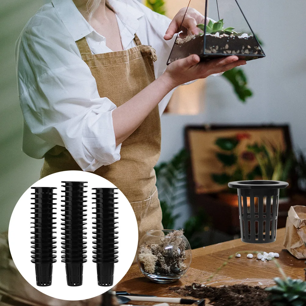 

50Pcs Lightweight Hydroponic Baskets Soilless Planting Cups Durable Plastic Planting Baskets For Balcony Garden