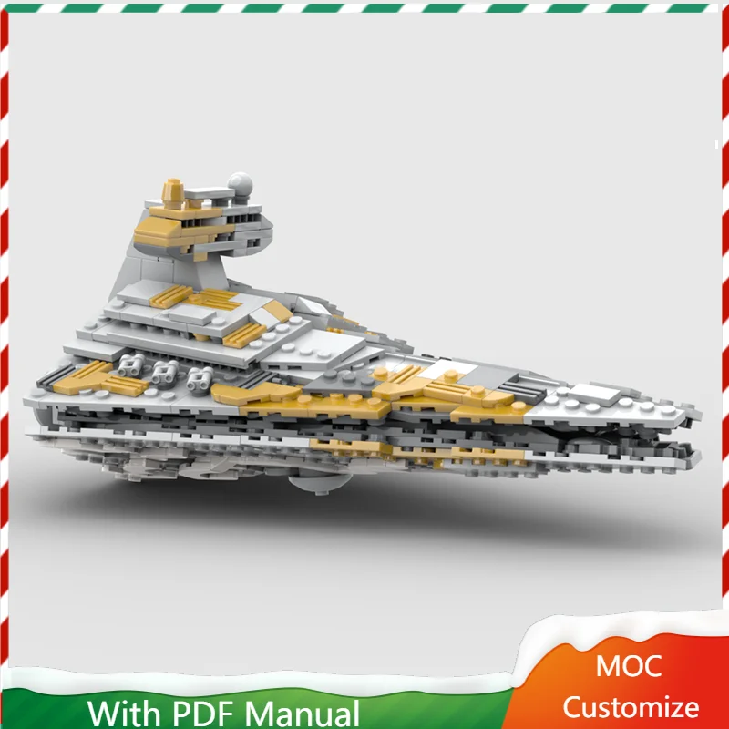 

536 PCS Hot Selling MOC Gray-yellow Spaceship Model Modular Building Blocks Kids Assembly Display Toys Festival Surprise Gift