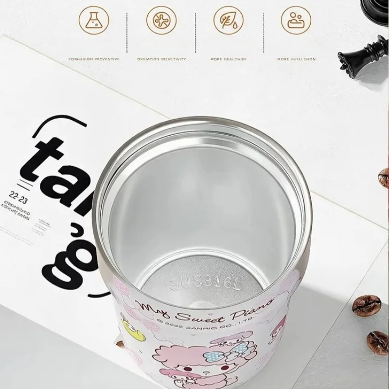 X&W Sanrio 290ml Coffee Cup 316 Stainless Steel Dual Drink Insulated Mugs with Lanyard Portable Outdoor Travel Car Tumbler Gift