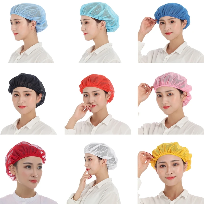 Health Service Uniform Hats Dustproof Working Hat Unisex Breathable Mesh Hair Cover Hygienic Cap Hotel Kitchen Restaurants Caps