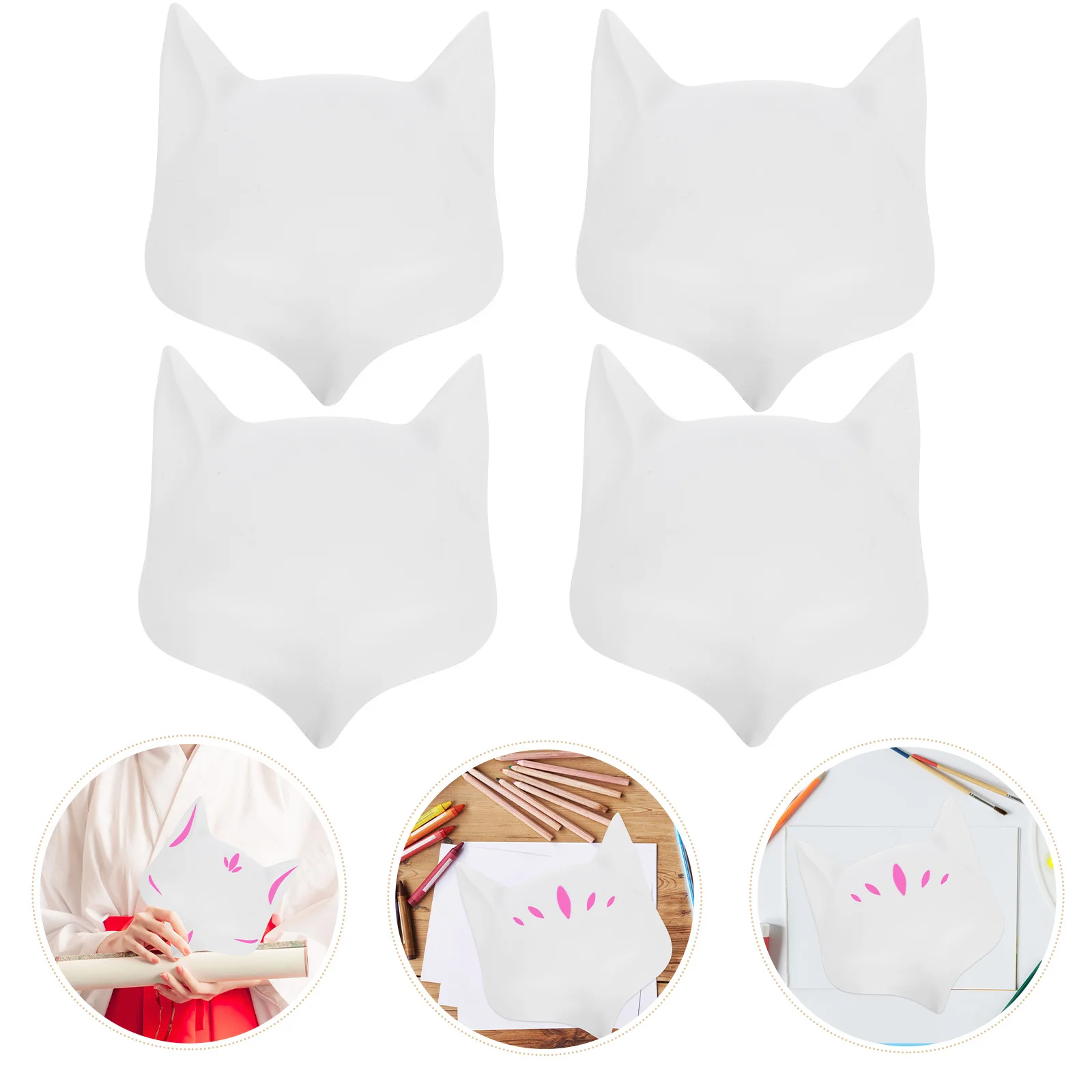 

4Pcs DIY Blank Face Mask White Unpainted Animal Mask for Craft Painting Adult Cosplay Masquerade Party Lightweight Smooth Edge