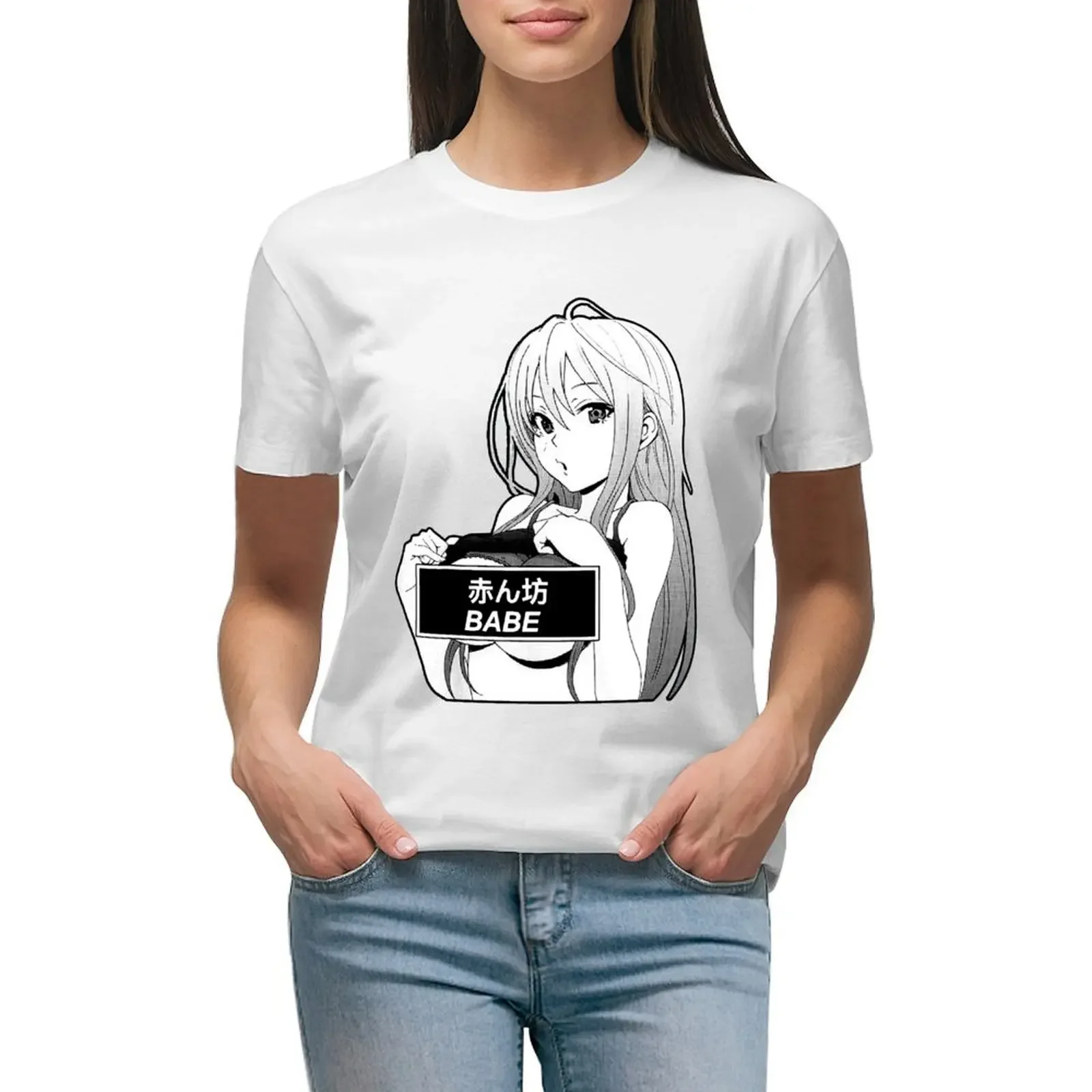 

Babe Cute Girl Japanese anime waifu T-Shirt cute tops funnys new edition womans clothing