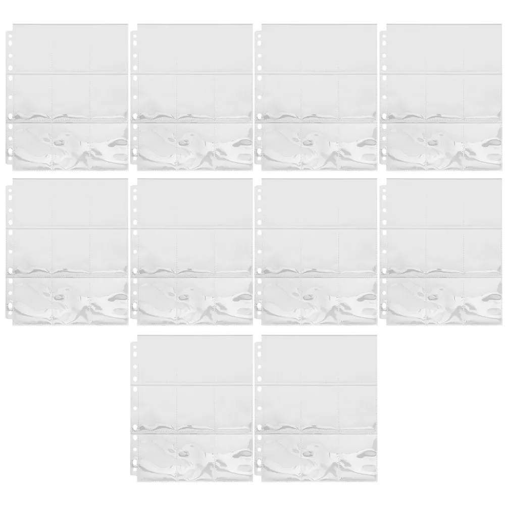 

10 Sheets 9 Grid Photo Sleeves Wear Resistant Transparent Binder Insert Pages for Photo Collection Album Refill
