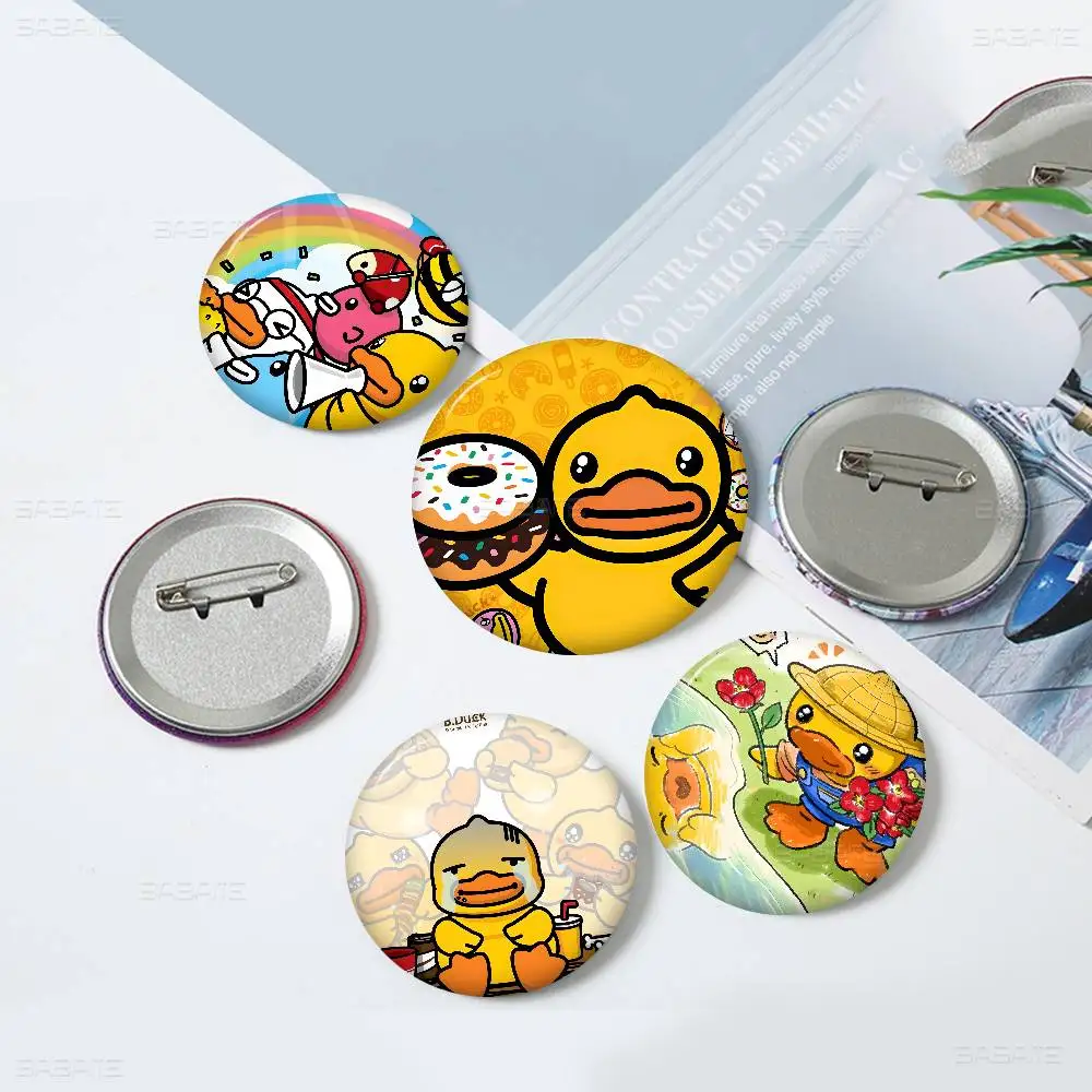 B-B-Duck Duck Toy Brand 32/44/58MM Customizable Button Pins Cute Funny Creative Badge Jewelry Decor Gifts for Friends