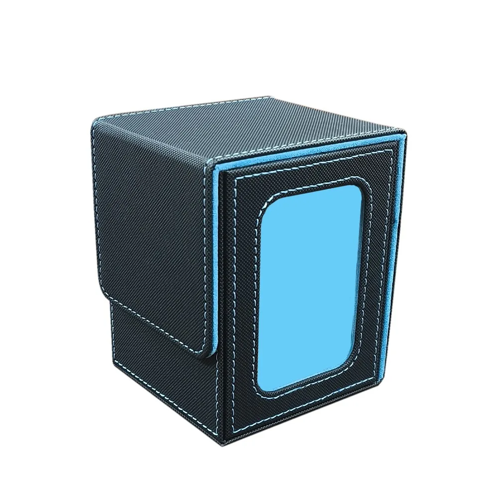 Fashion PU Leather Card Deck Box With Window Flannel Window Collection Box Collection Game MTG Trading Card Holder
