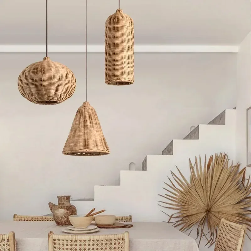 Japanese Wabi-sabi Pendant Light Bamboo Hanging Lamps Art Home Decoration LED Chandelier for Living Room Restaurant Cafe Bedside