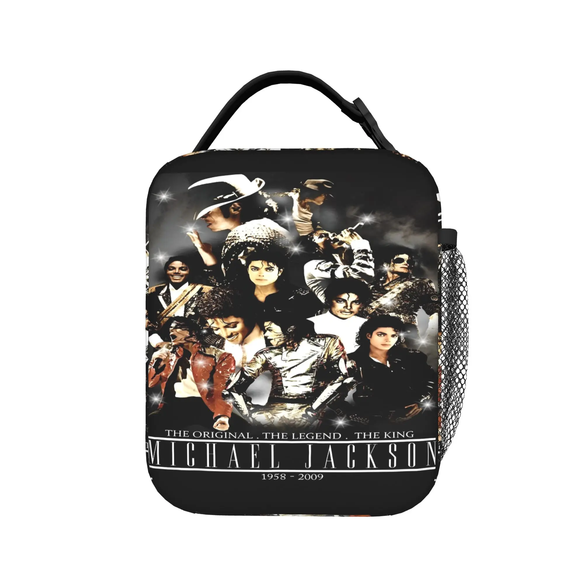 MJ king of pop Insulated Lunch Bags Thermal Bag Reusable,Meal Container Portable Tote Lunch Box Food Handbags Beach  Outdoor