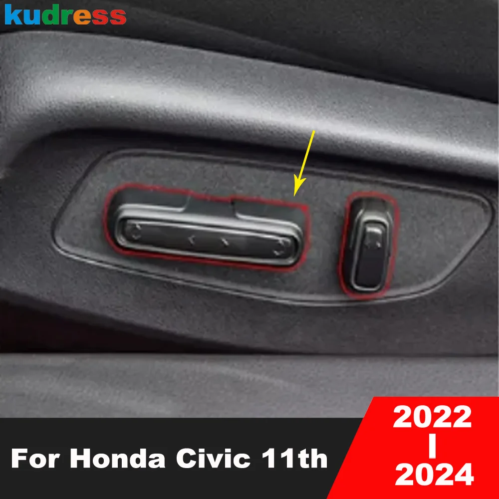 

Для Honda Civic 11-й седан 2022 2023 2024, переключатель регулировки автомобильного сиденья из углеродного волокна, кнопка управления, накладка, аксессуары для интерьера