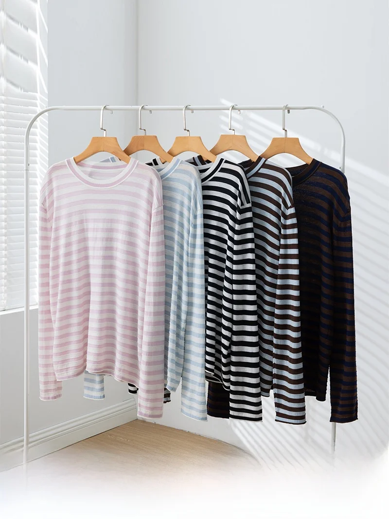 

Весна 2025: Свободный вязаный свитер с круглым вырезом, в полоску, повседневный, женский, модный, в стиле lazy style, с цветовыми блоками, топ без застежек