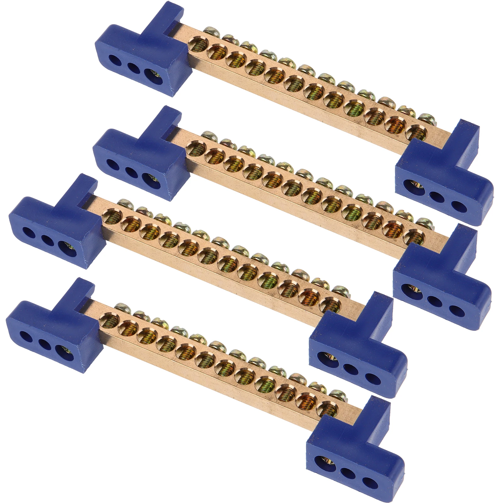 

4pcs Copper Terminal Electrical Grounding Bars Heavy Duty Bus Block Connector 4Hole Distribution Box Wire Connection