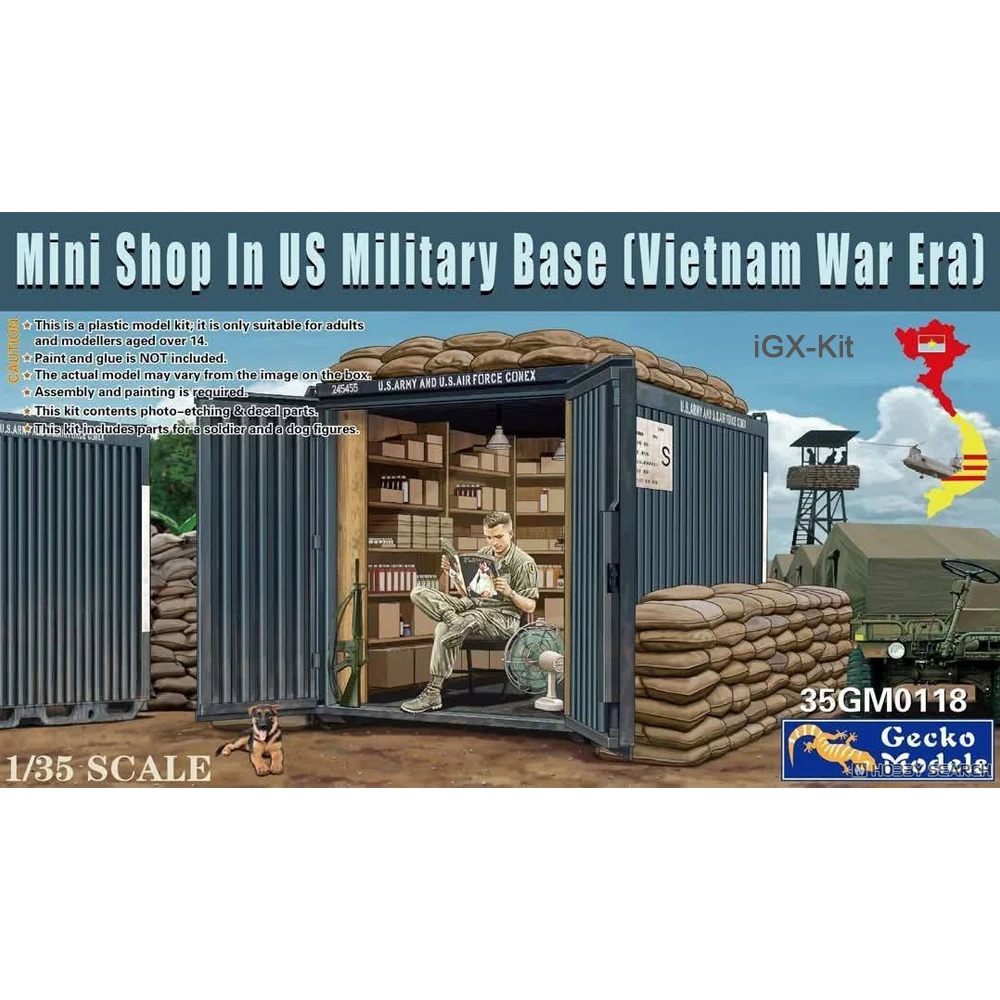 

Gecko 35GM0118 1/35 Mini Shop in US Military Dase Figure Scenarios Miniature Plastic Building Hobby Craft Toy Assembly Model Kit
