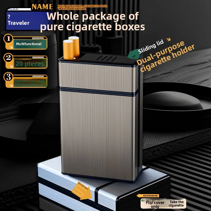 Large Capacity Flip Top Cigarette Case for Soft Hard Packs Portable Anti Crush Moisture Proof Waterproof Pure Cigarette Holder