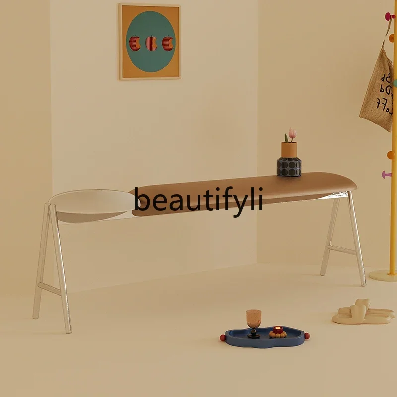 

Табурет для переобувания в простом средневековом стиле FG26, для дома, для прихожей, из силиконовой кожи, с нержавеющей стальной вставкой.