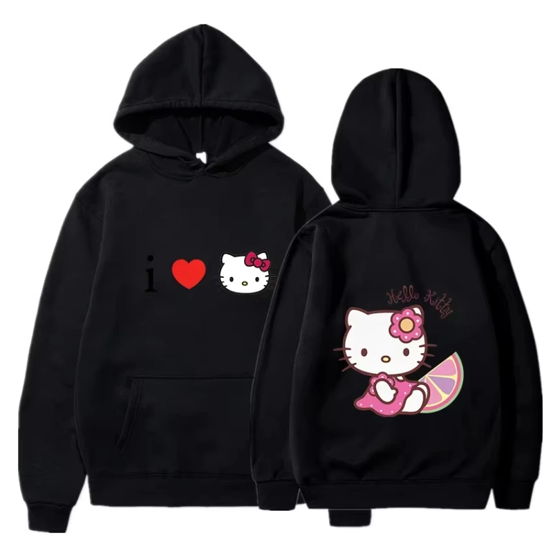

MINISO 2022, осенняя толстовка для пар Hello Kitty, мужской и женский пуловер, модная зимняя толстовка с капюшоном