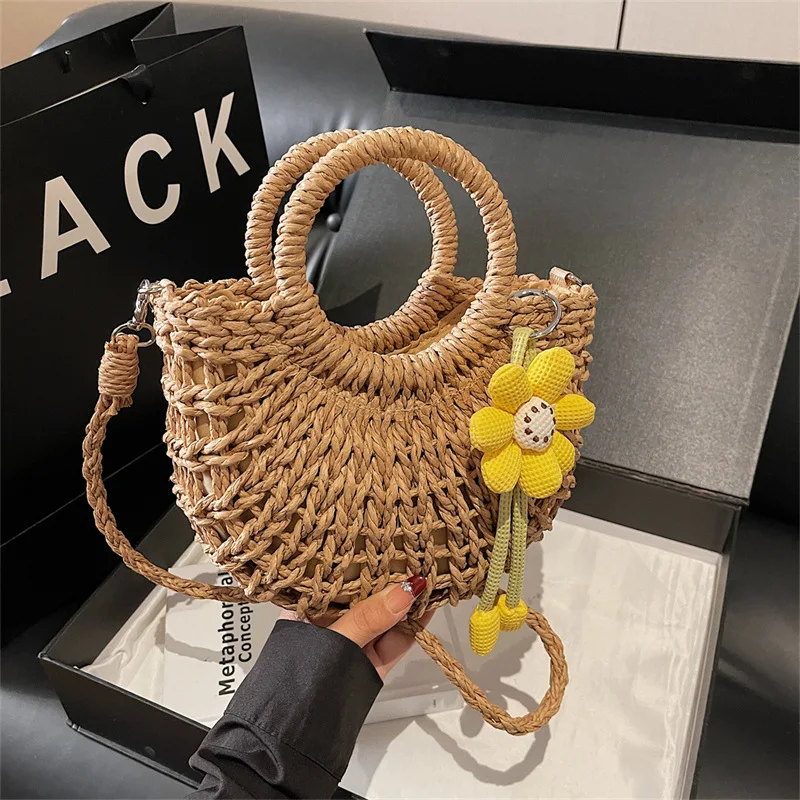 

Fashionable Country Style Women's Handbag Woven Basket Bag Summer 2026 New Style Single Shoulder Slant Cross Bag Quality Texture