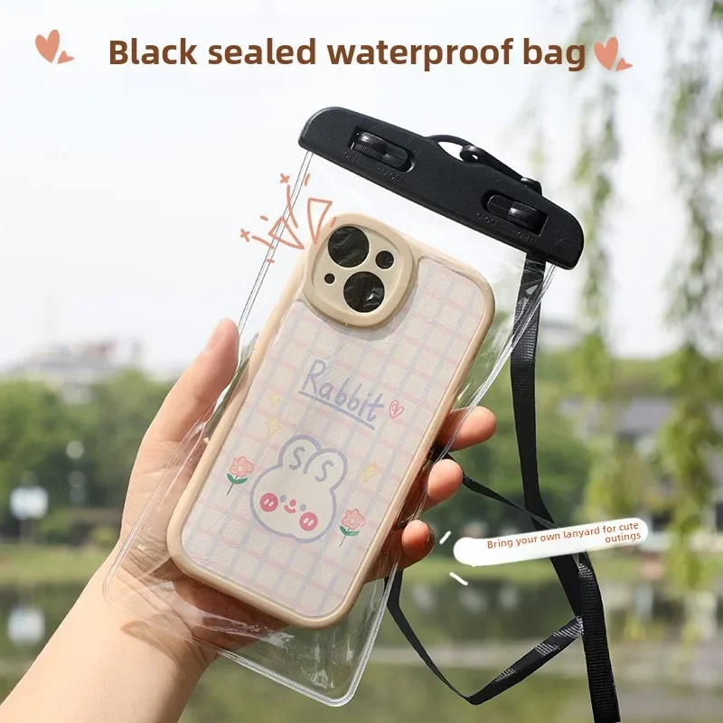 Cartoon Anti Sinking Air Waterproof Phone Bag Pouch for Apple IPhone Xiaomi Samsung Swimming Drifting Clear Touchable Lanyard