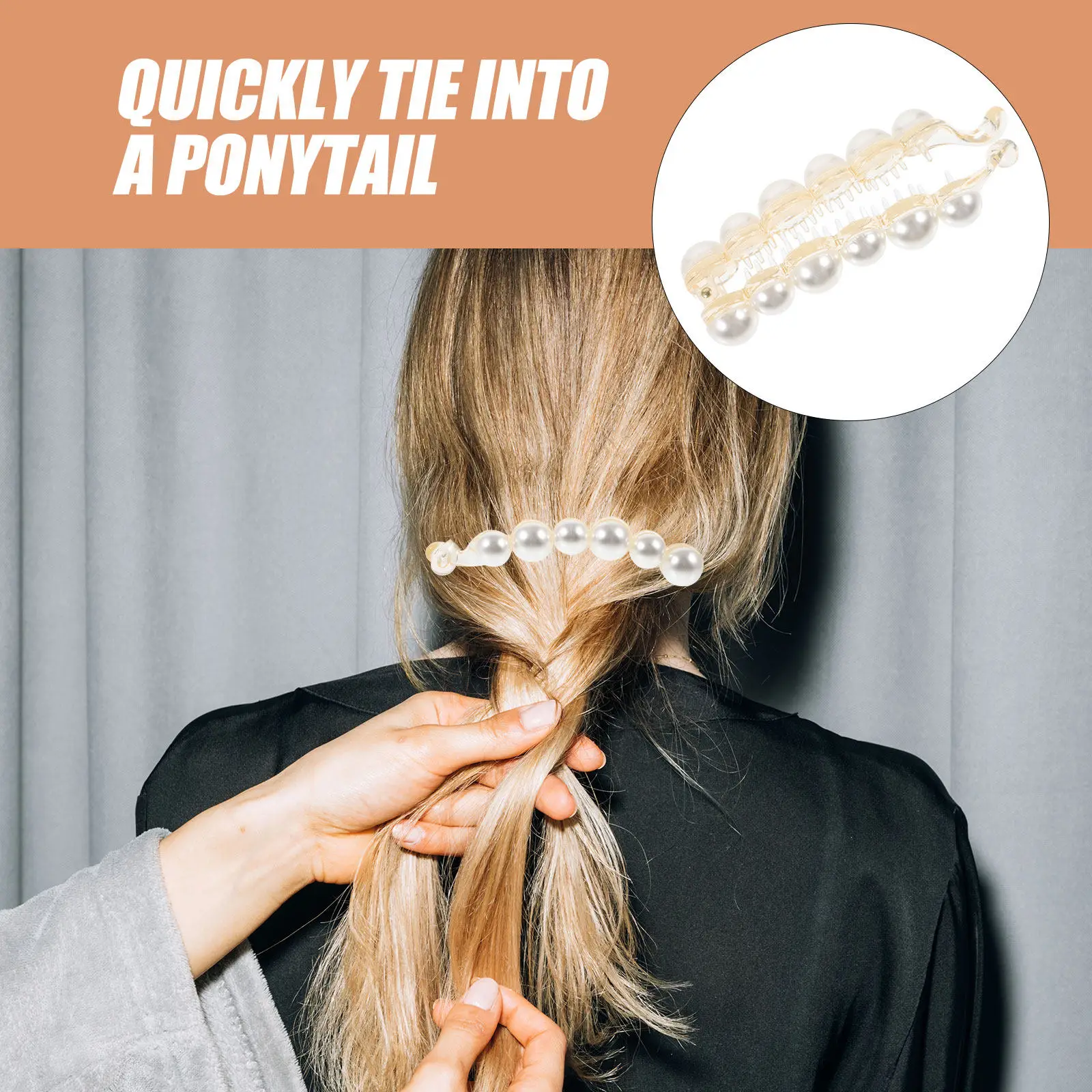 

Pearl Clincher Combs Clip Stylish Hair Clasp for Ponytail Toothed Fastener Hair Claw Clip French Barrettes Hairpin for Ponytail