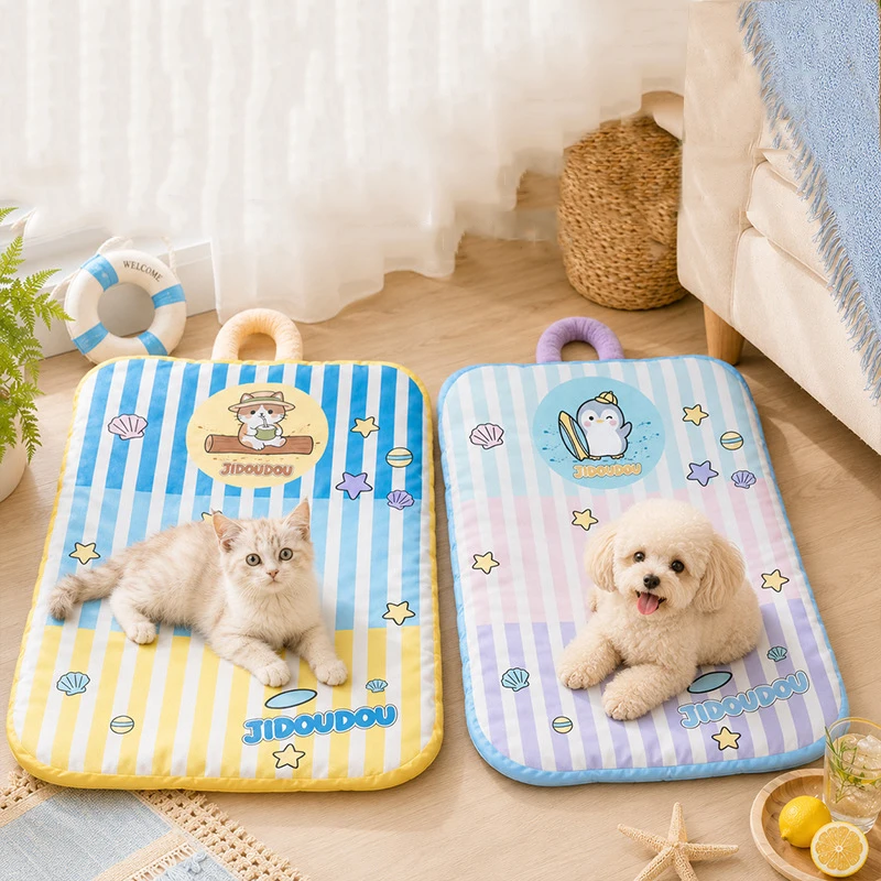 Summer Pet Mat, Foldable, Washable Sleeping Mat, Moisture-Proof Cat and Dog Bed, Suitable for Small and Medium-Sized Pets