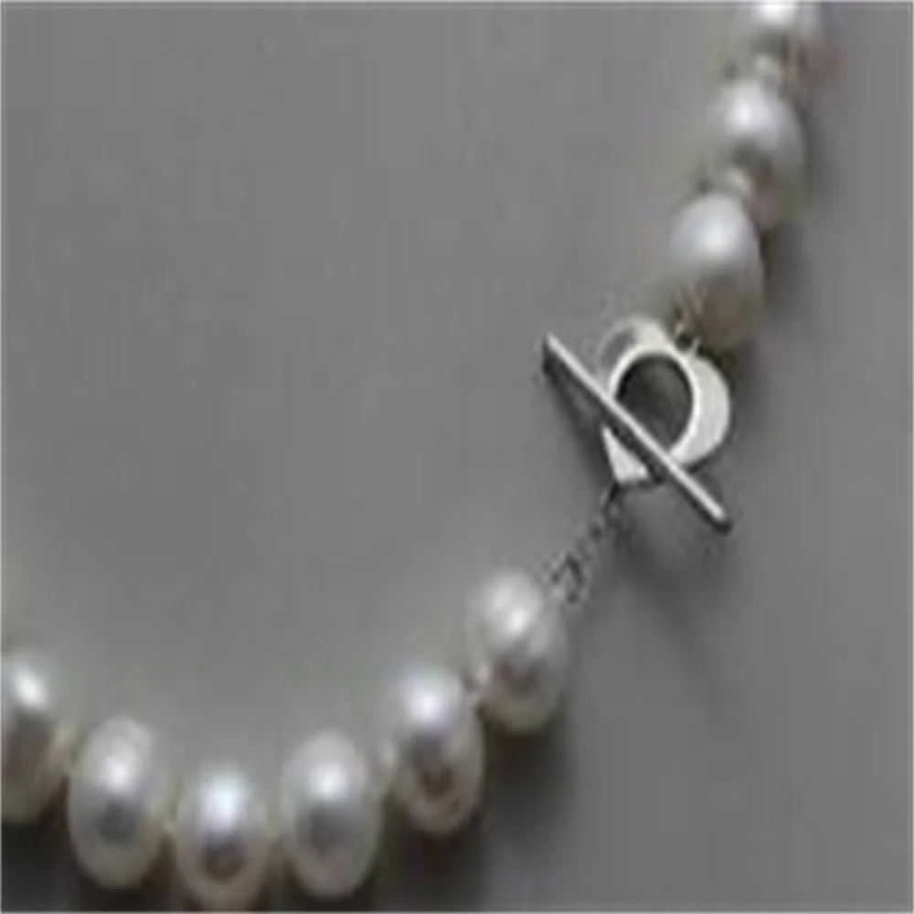 NEW Fresh water pearl necklace white nearround 10-11mm 18INCH alloy clasp AAA