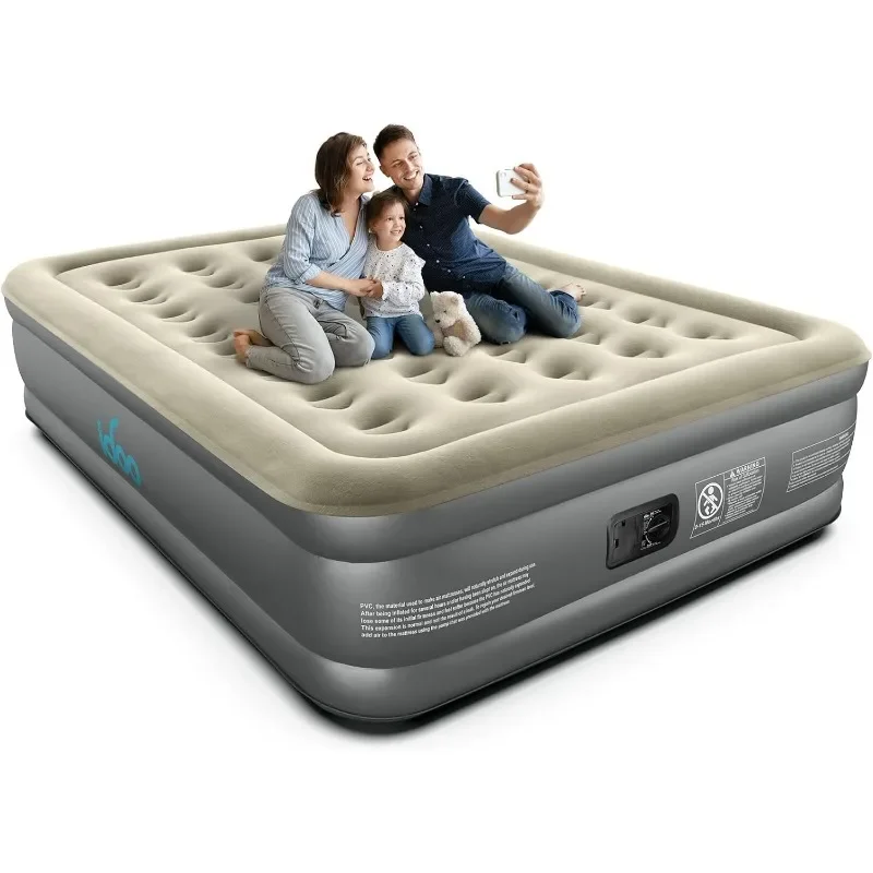 

Air Mattress with Built in Pump, Inflatable Mattress for Camping,Guests & Home,Comfort Blow Up Mattress Tatami Mat 18"Queen Gray