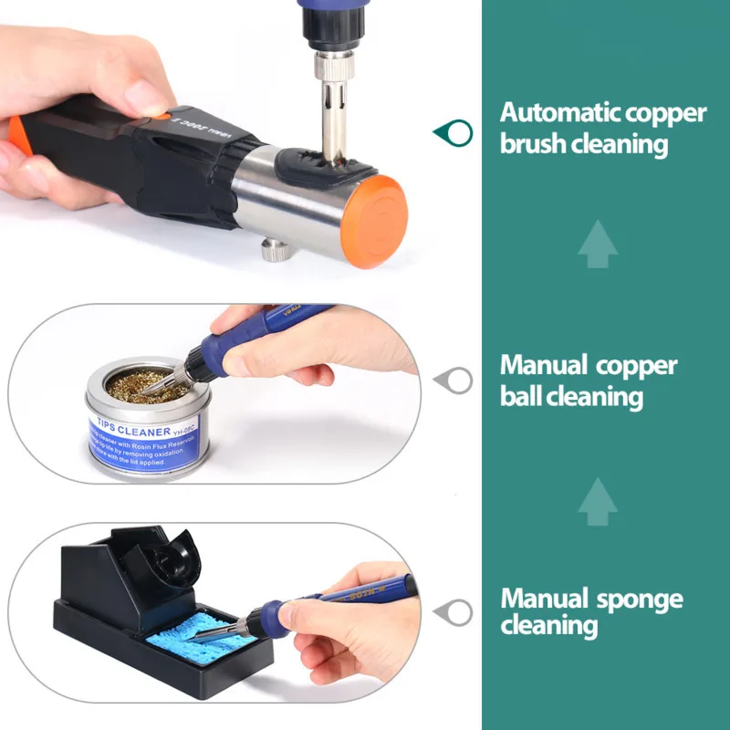 YIHUA 200C II Automatic Soldering Iron Tip Cleaner Soldering Station Iron Tip Dross Cleaner Cleaning Steel Ball(without battery)