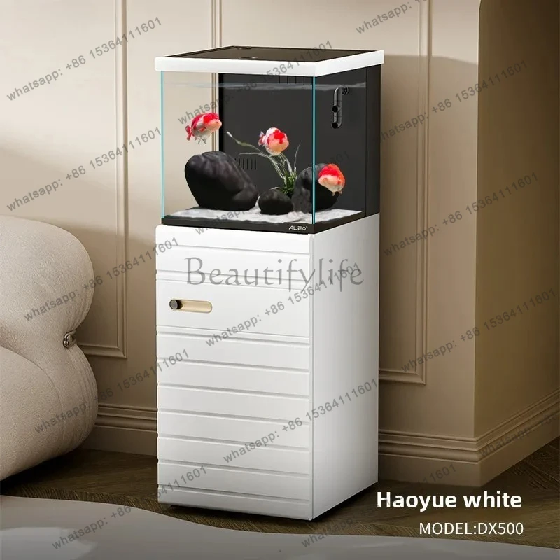 

fish tank home living room small ultra-white glass landscaping bottom filter ecological aquarium