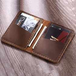 Handmade Leather Credit Card Holders Crazy Horse Leather Wallet for Cards Genuine Leather Bank Cardholder