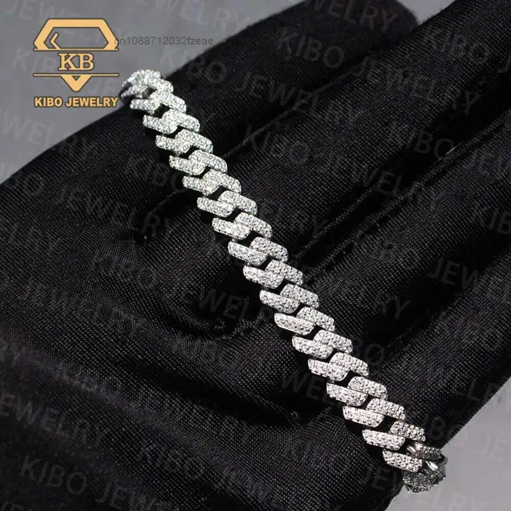 Luxury Hip Hop Iced Out Jewelry Mens 10k Solid Gold Lab Diamond Jewelry Hip Hop Cuban Link Chain Bracelet.