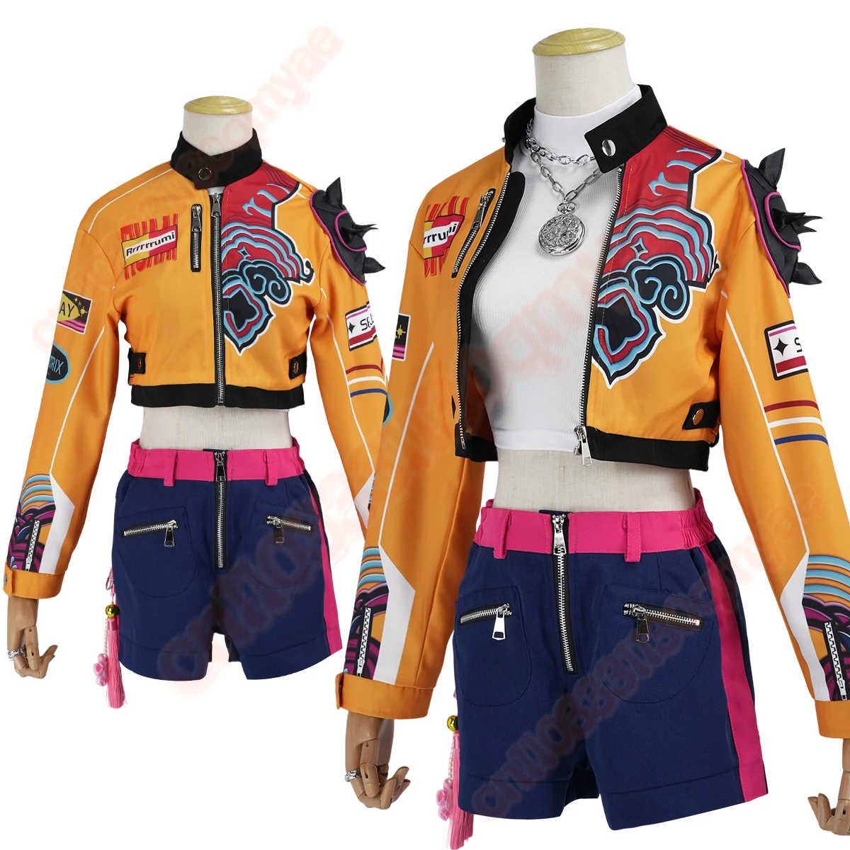 2025 KPop Demon Hunters Anime Rumi Zoey Mira Cosplay Costume Jacket Shorts Skirt Pants Convention Halloween Christmas