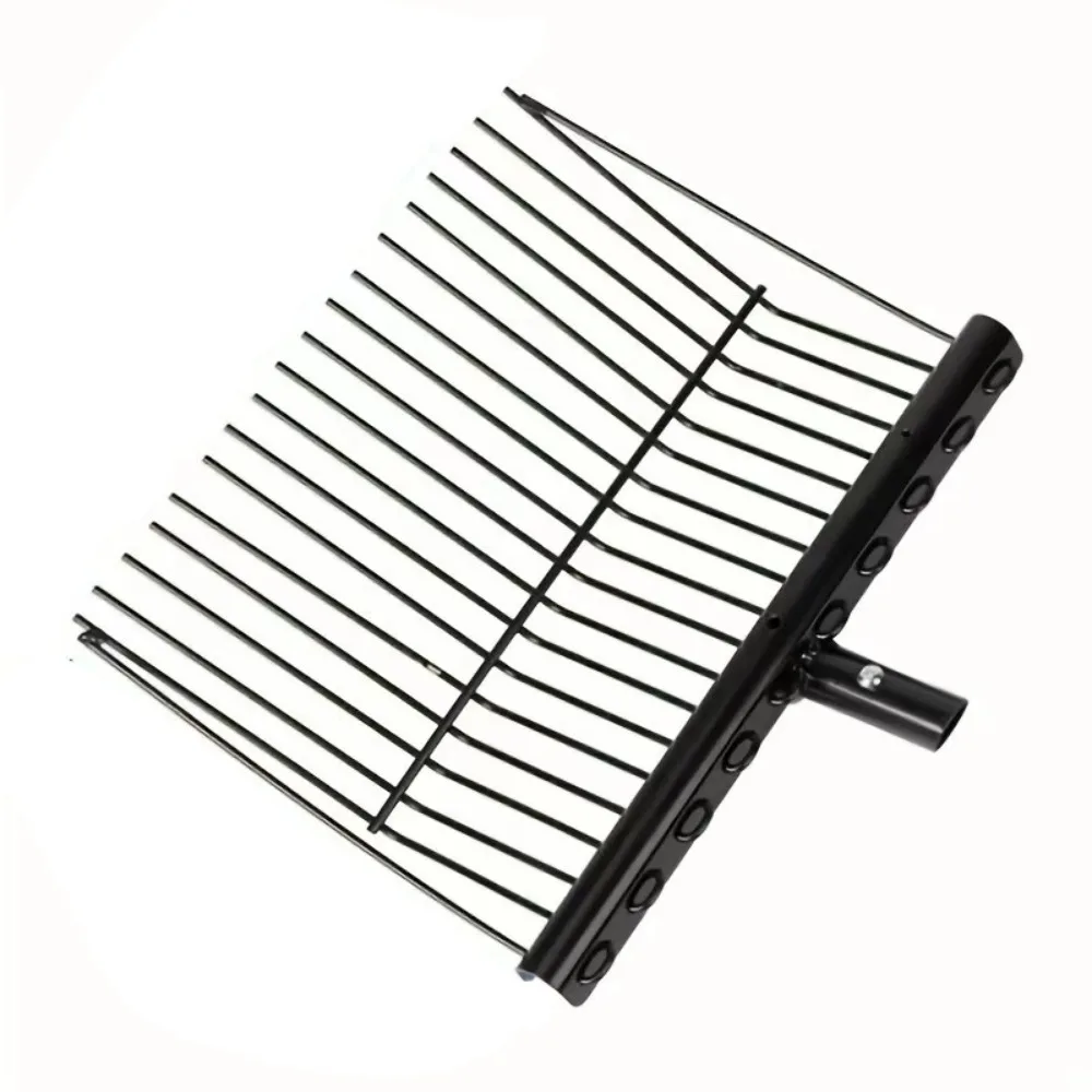 Garden Rake Tool Stable Garden Leaf Rake Cleaning Heavy Duty Livestock Hay Fork Lightweight Black Stable Manure Rake Weed Rake