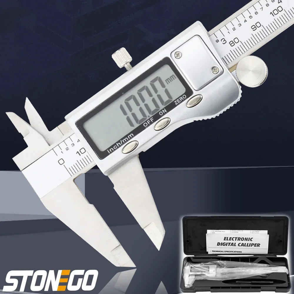 

STONEGO 0-150mm Digital Metal Caliper Stainless Steel Vernier Calipers Electronic Micrometer Ruler Depth Measuring Tool