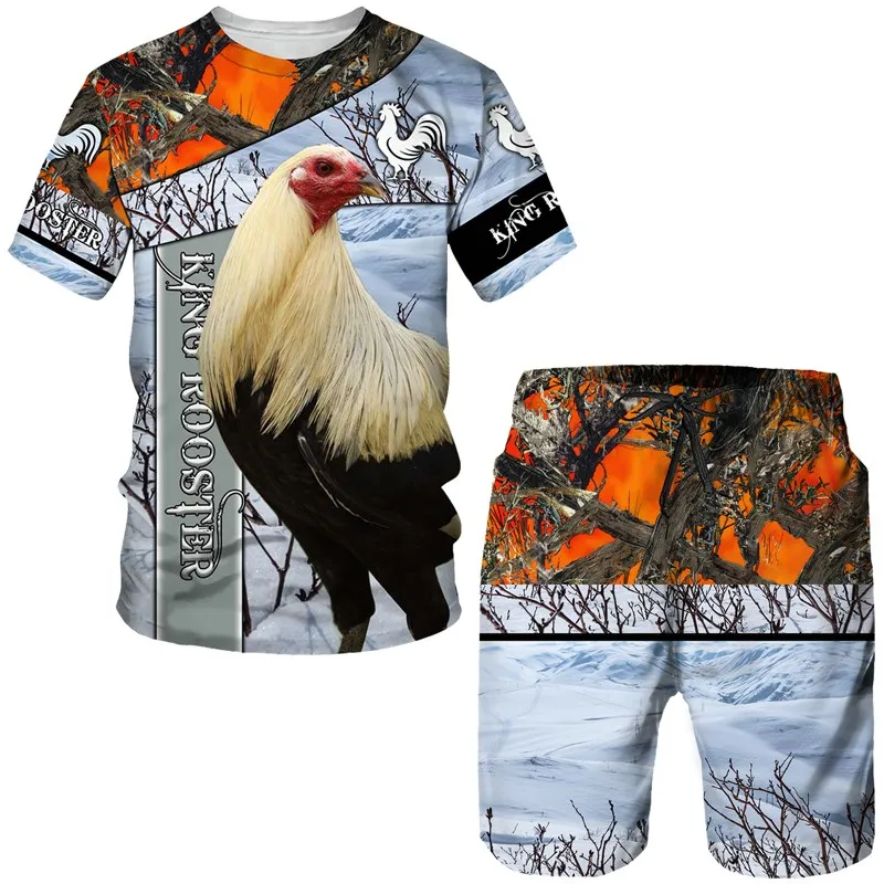 Camouflage T-shirt Shorts Men's Summer Casual Round Neck T-shirt Short Sleeved 2025 Men's 3D Printed Sports Set 2-piece Set