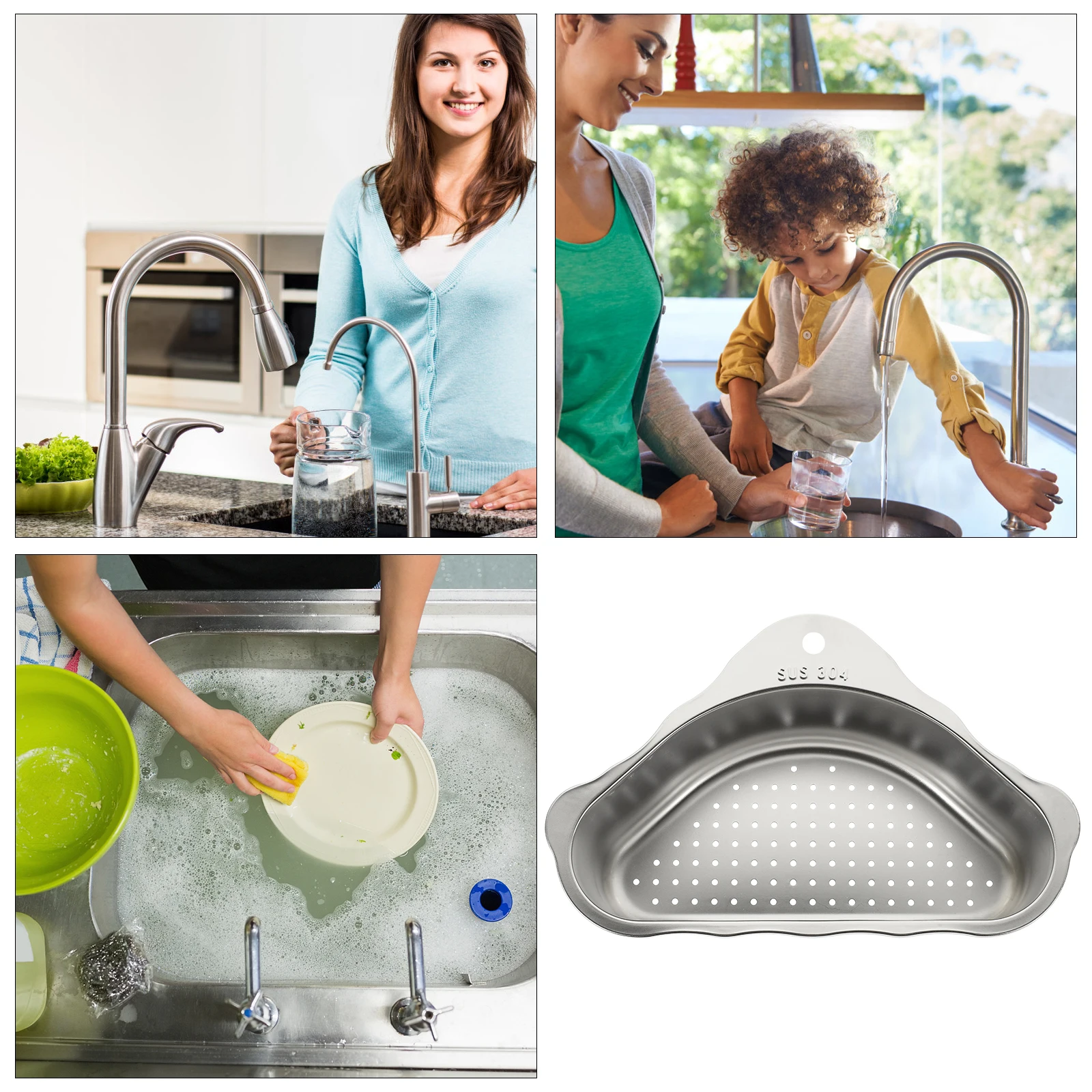 

Stainless Steel Triangle Shape Triangular Filter Sink Strainer Black Sink Strainer 201 Material Kitchen Storage Solution