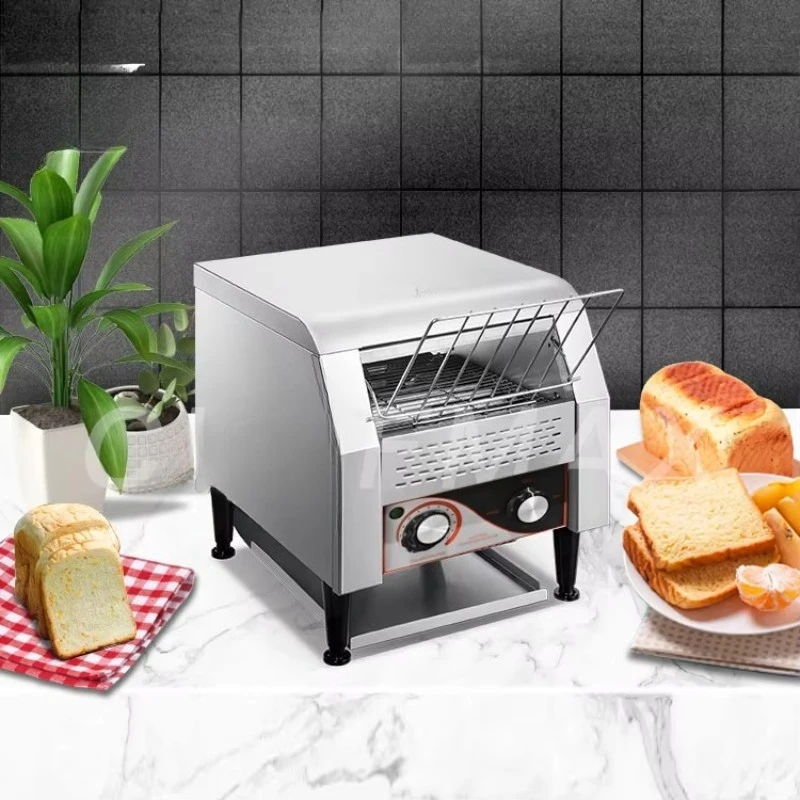 Commercial  Dual Control Conveyor Toaster Wide Slot Transparent Design Stainless Steel Multi-Functional